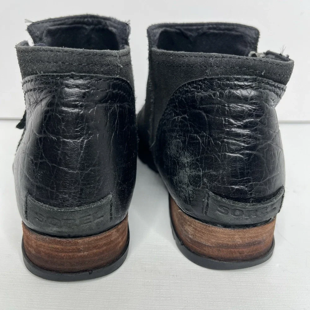 Sorel Womens 5 Major Low Black Full Grain Leather EVA Microfleece Outdoor Boot